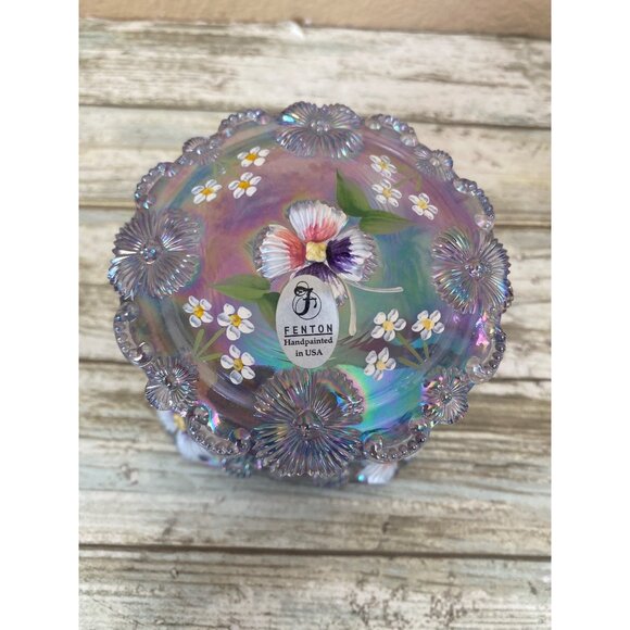 Fenton Iridescent Lavender Trinket Jar Scott K Fenton S Whitlatch Hand Painted - Picture 2 of 13